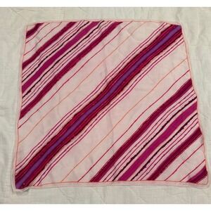 Elaine Gold Collection XIIX LTD Pink Fuchsia Striped 100% Silk Square Scarf 20"